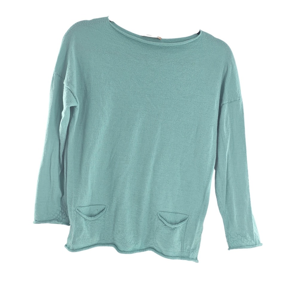 Franck Namani Cashmere  Silk Blend Sweater Size 46 Aqua Made in Italy